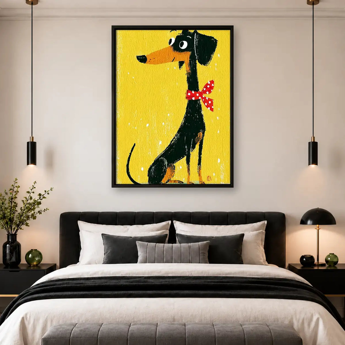 Black Dachshund with Red Bow Tie Wall Art 4