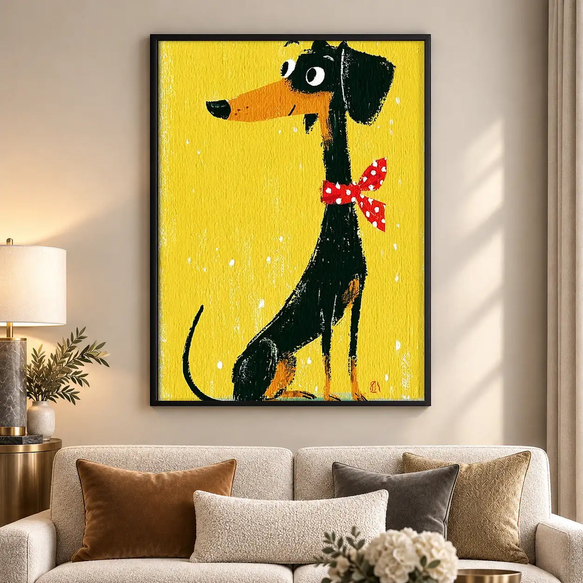 Black Dachshund with Red Bow Tie Wall Art 5