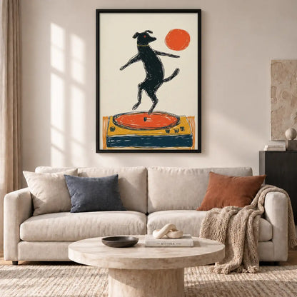 Black Dog Dancing on Turntable Wall Art 2