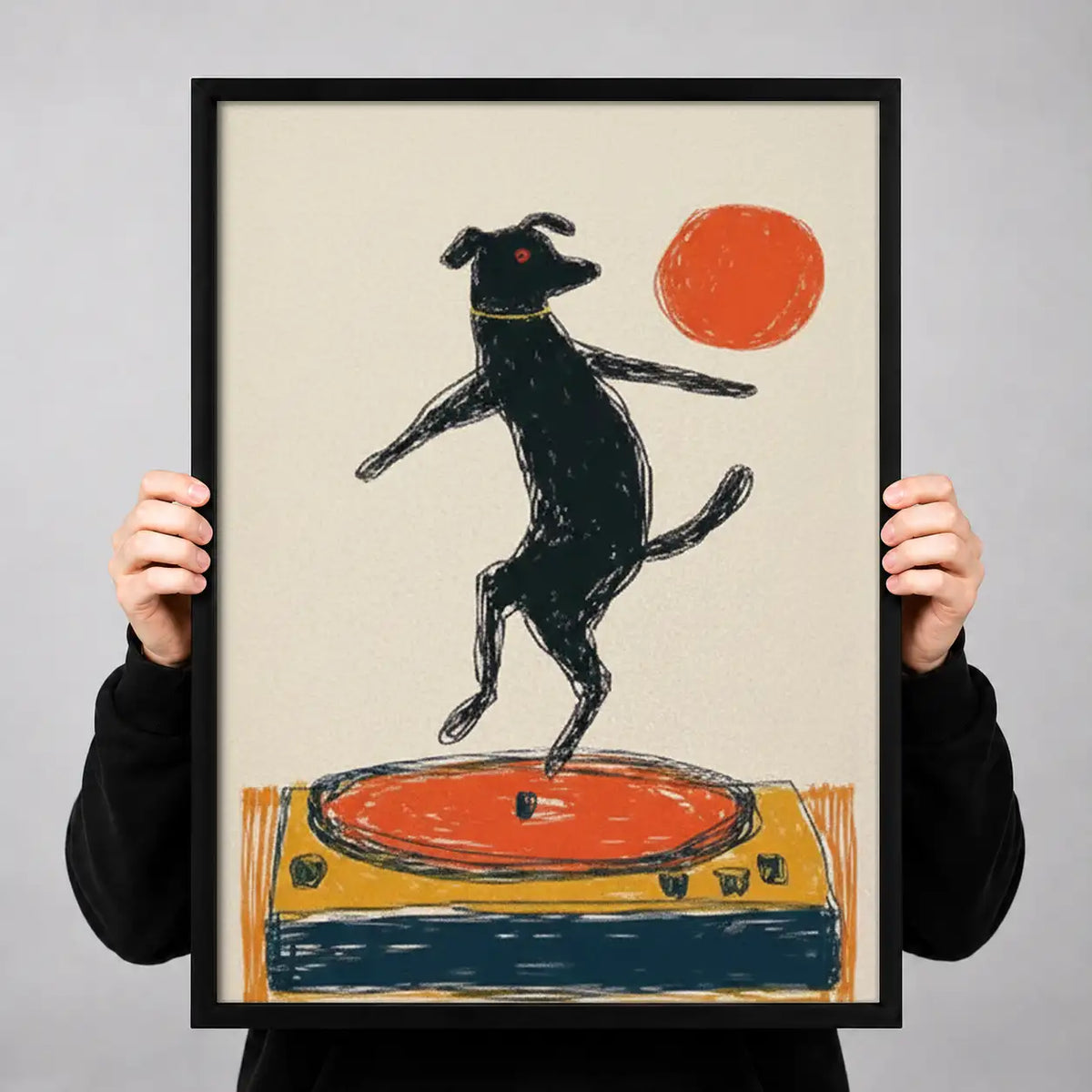 Black Dog Dancing on Turntable Wall Art 3