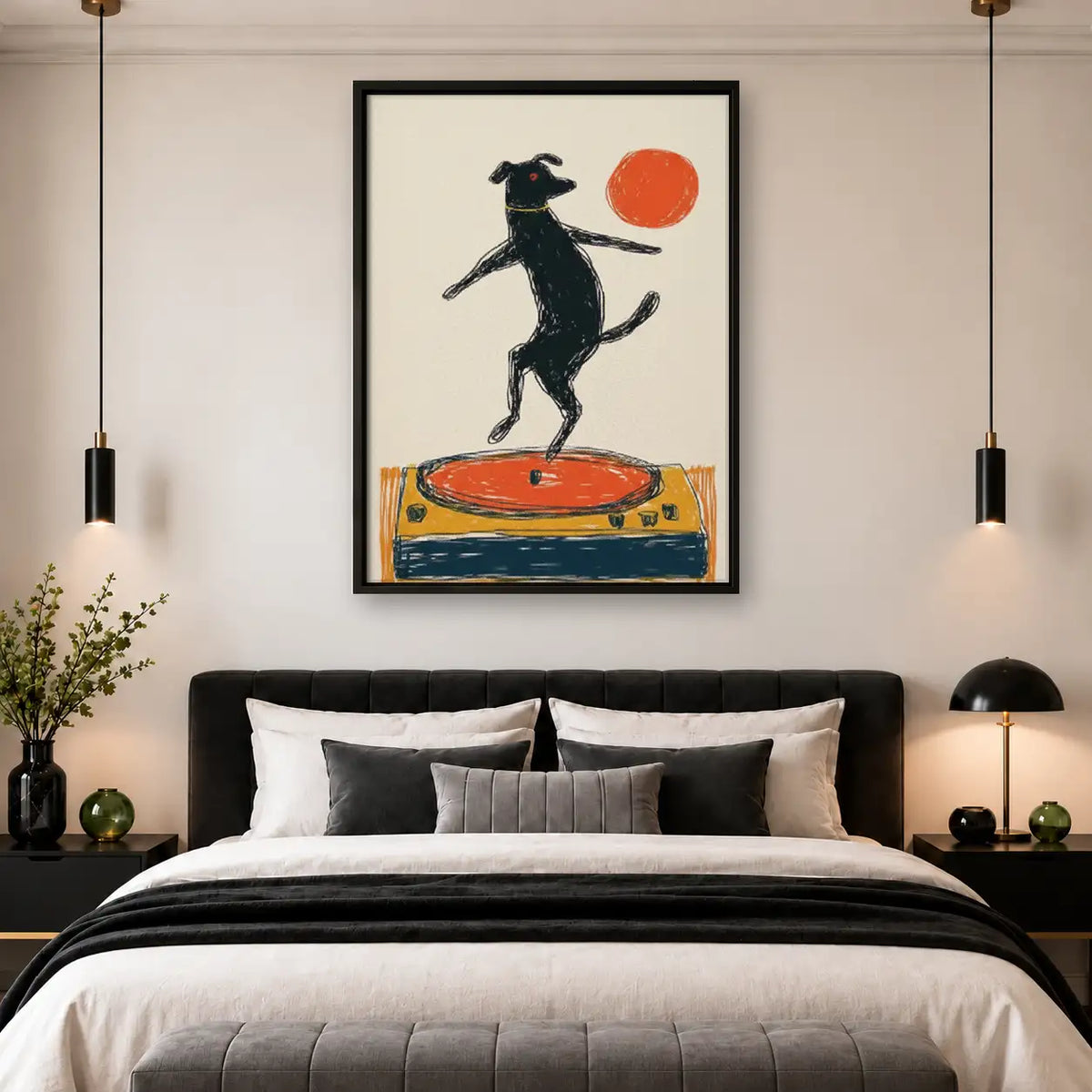 Black Dog Dancing on Turntable Wall Art 4