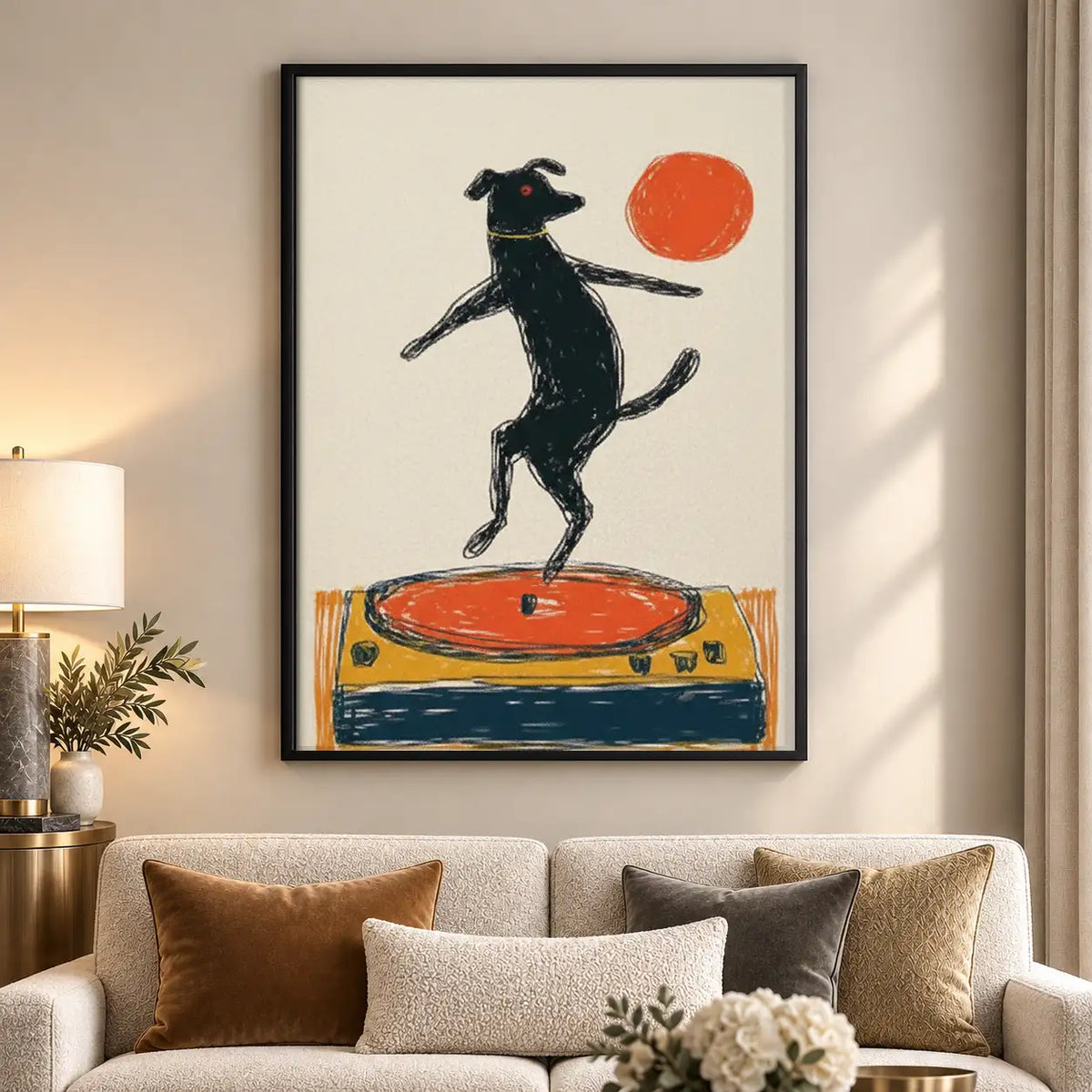 Black Dog Dancing on Turntable Wall Art 5