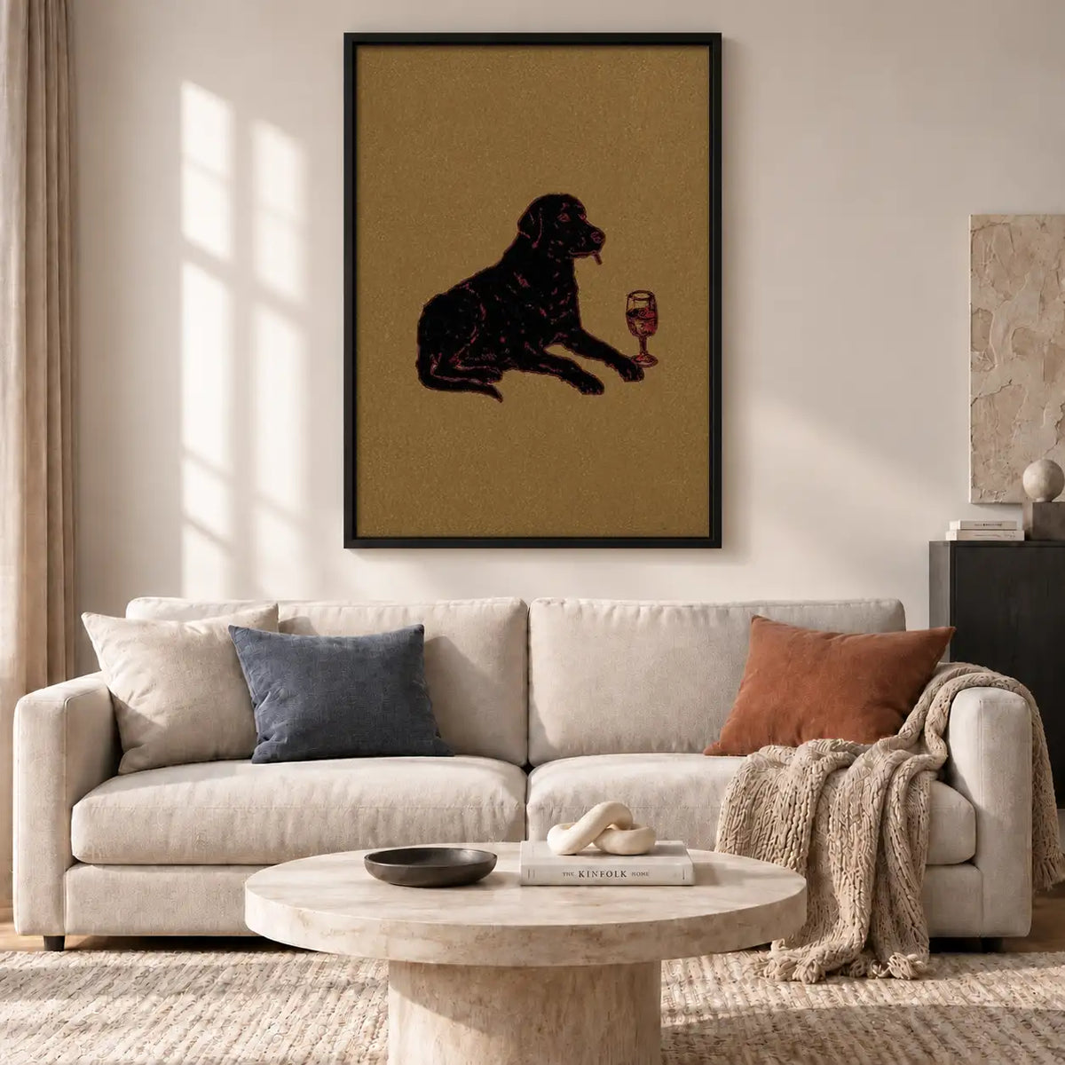 Black Dog Relaxing with Red Wine Wall Art 2