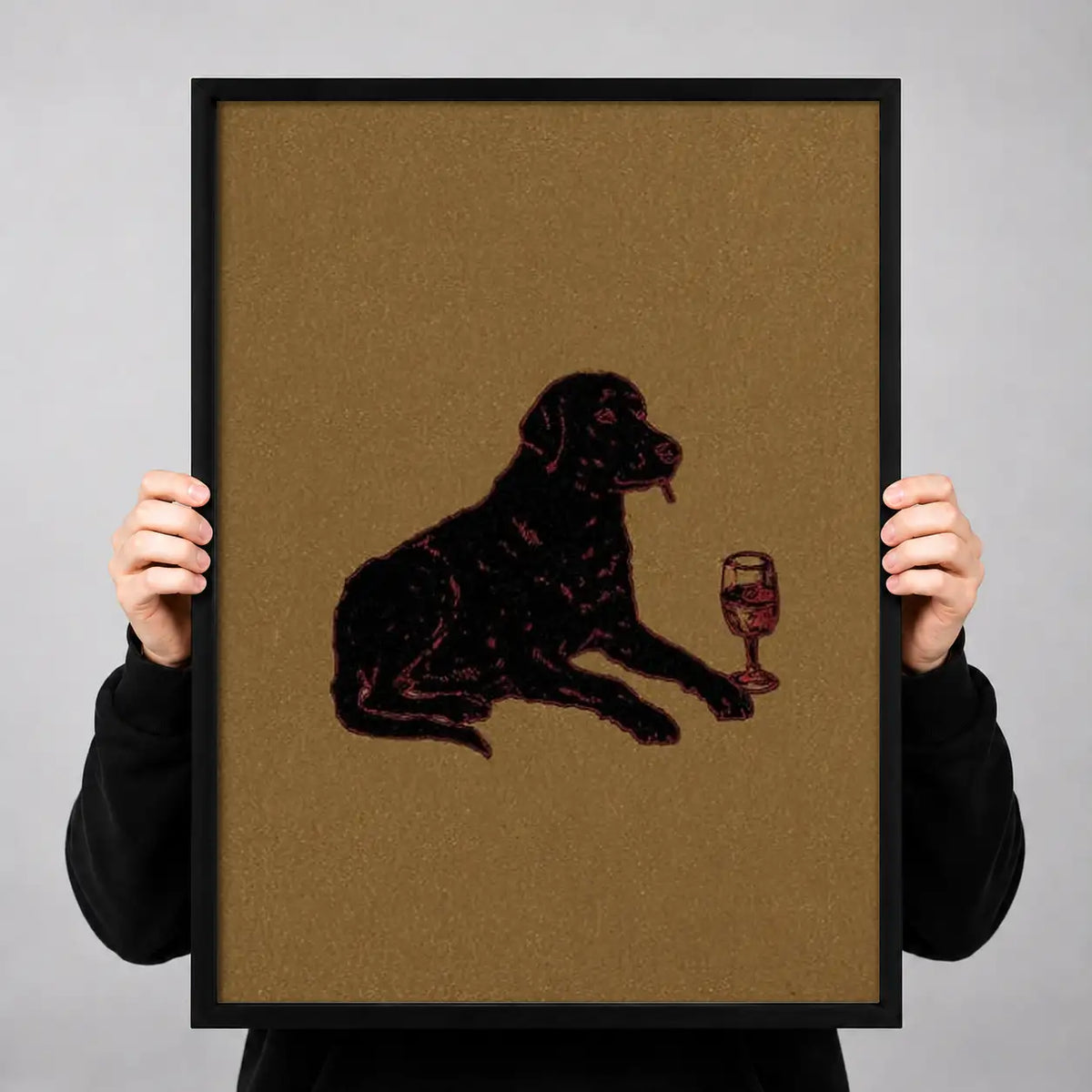 Black Dog Relaxing with Red Wine Wall Art 3