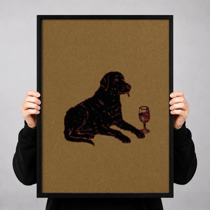Black Dog Relaxing with Red Wine Wall Art 3