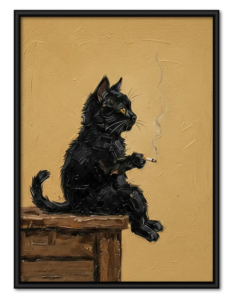 Black Dog Smoking on Chair Wall Art 1