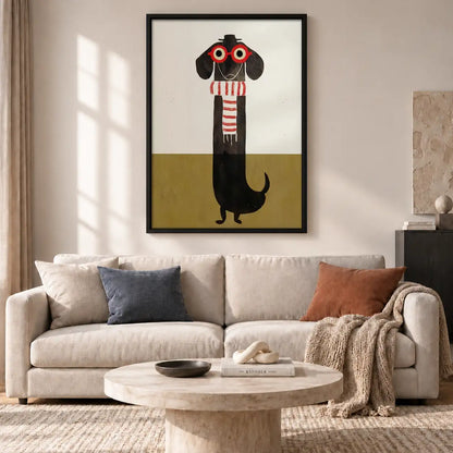 Black Dog with Red Glasses and Scarf Wall Art 2