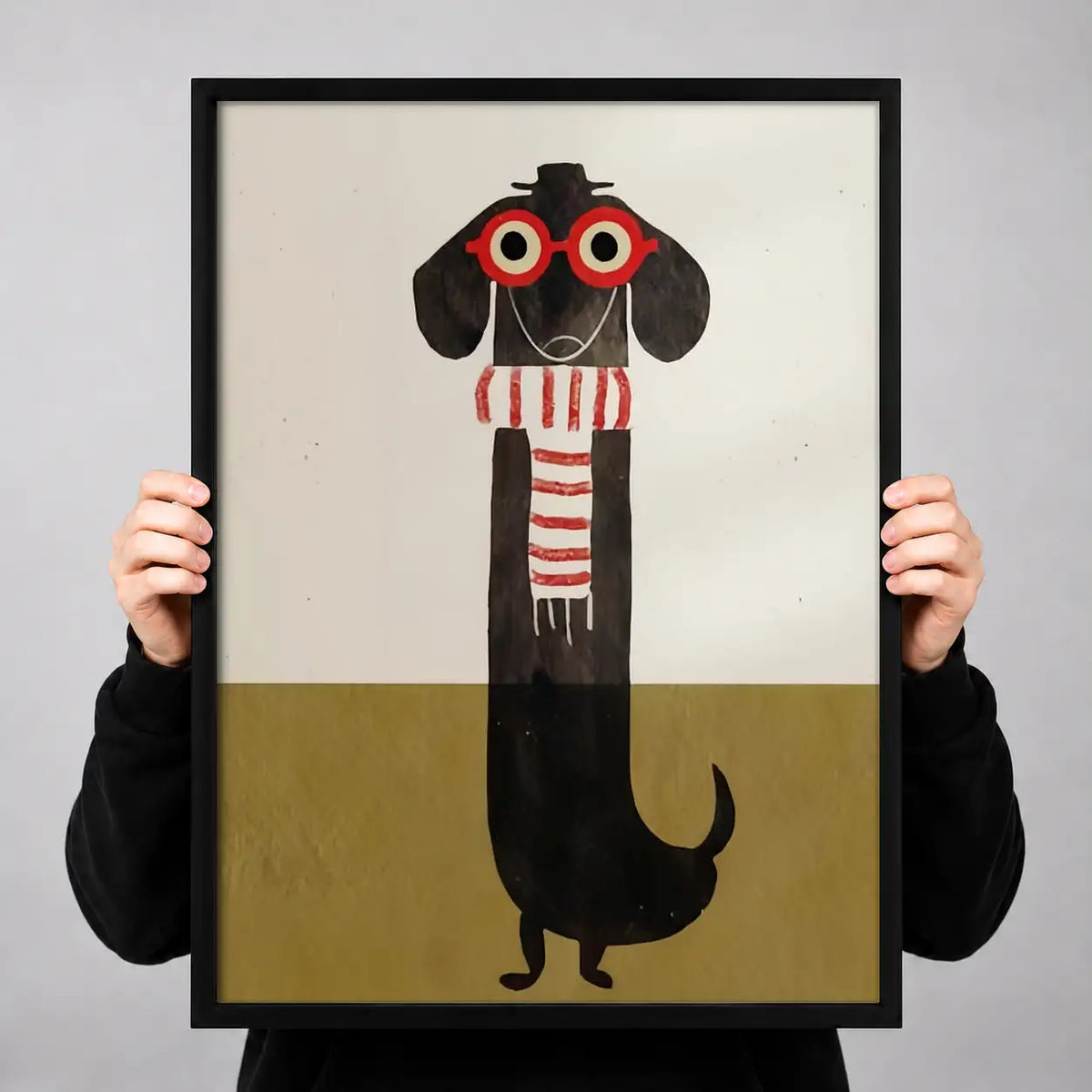 Black Dog with Red Glasses and Scarf Wall Art 3