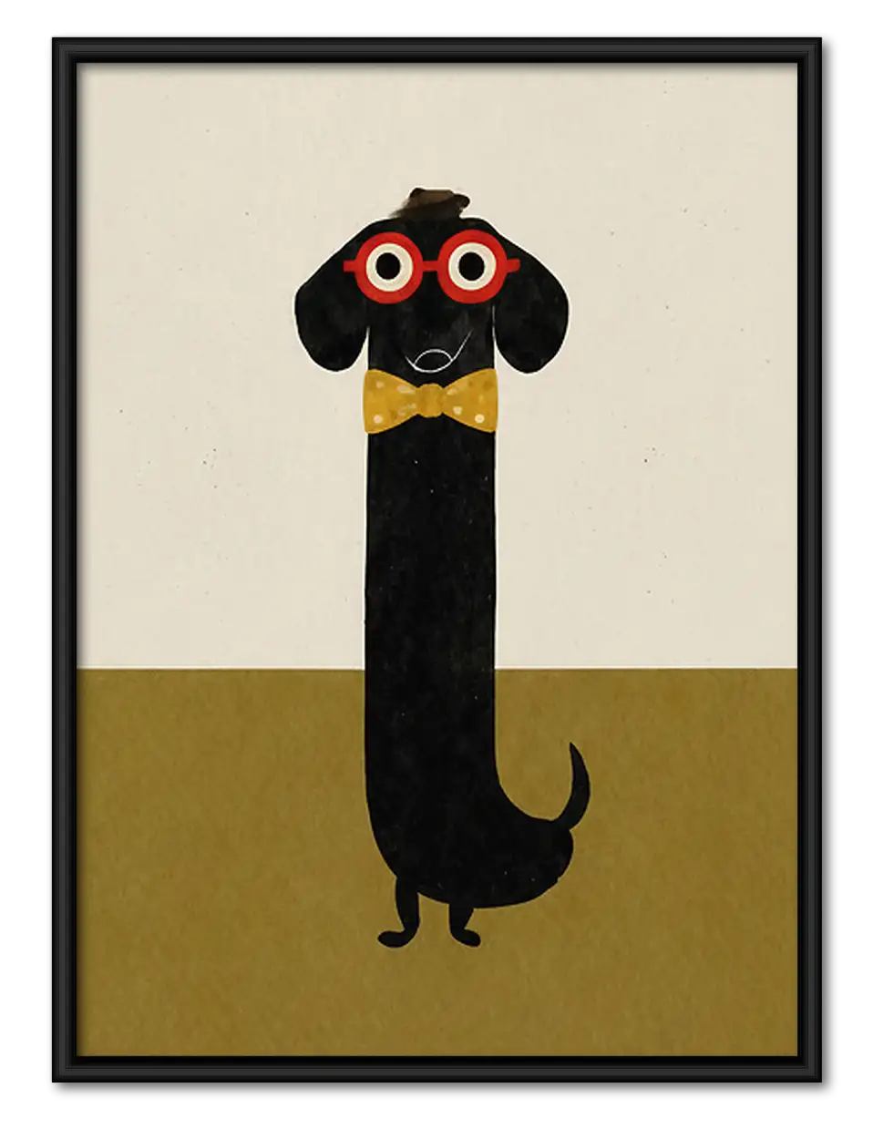 Black Dog with Red Glasses Wall Art 1