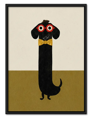 Black Dog with Red Glasses Wall Art