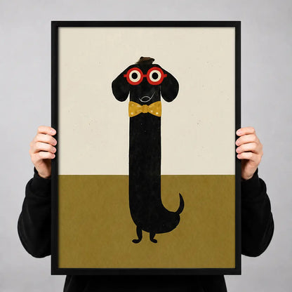 Black Dog with Red Glasses Wall Art 3