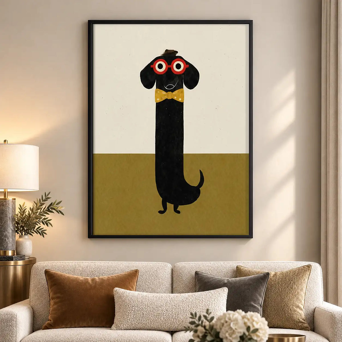 Black Dog with Red Glasses Wall Art 5