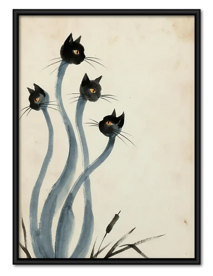 Black Flower Stem Abstract Wall Art 1