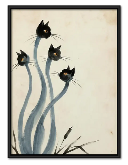 Black Flower Stem Abstract Wall Art