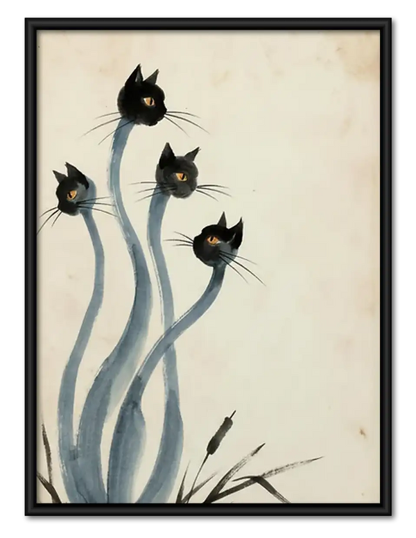 Black Flower Stem Abstract Wall Art
