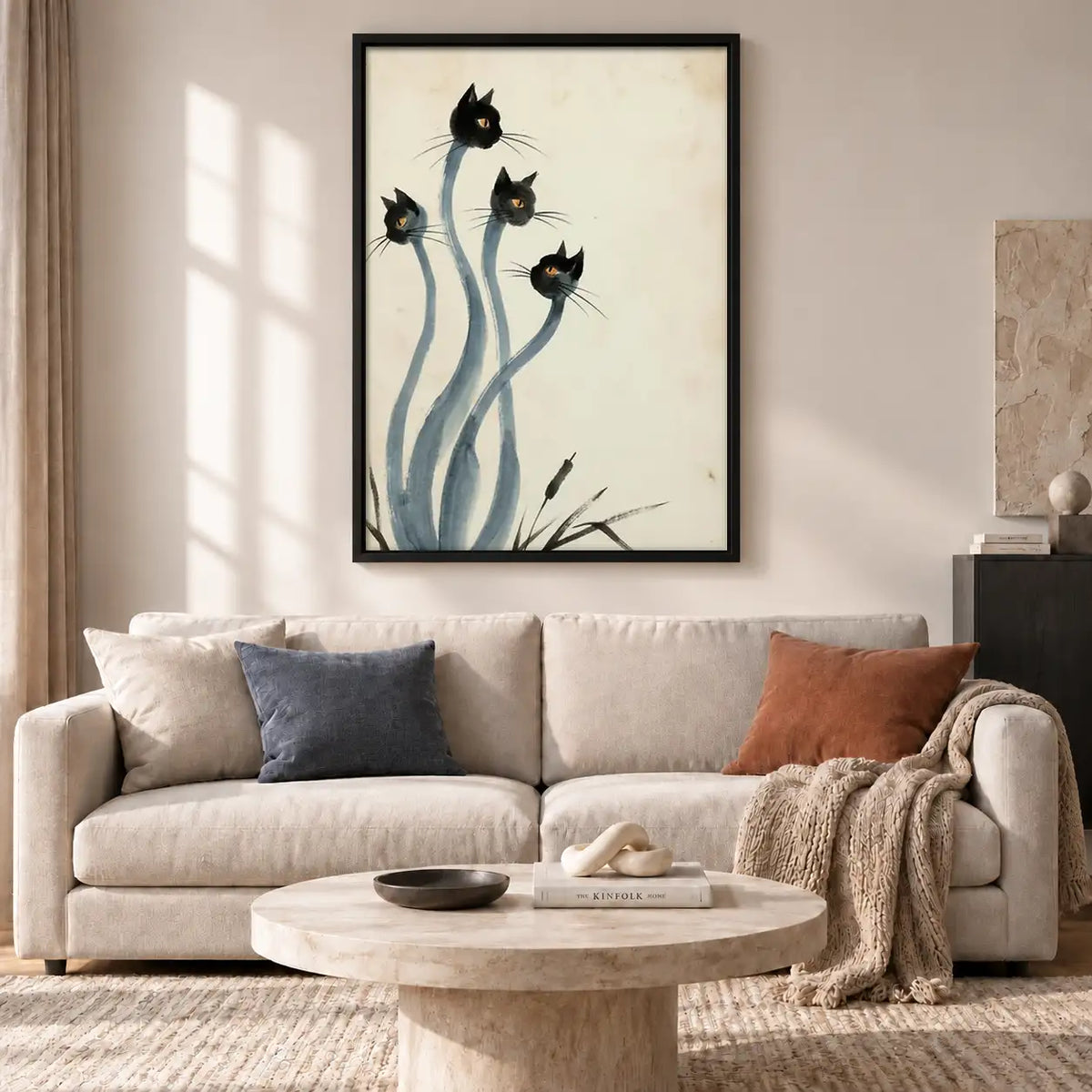 Black Flower Stem Abstract Wall Art 2