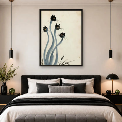 Black Flower Stem Abstract Wall Art 4