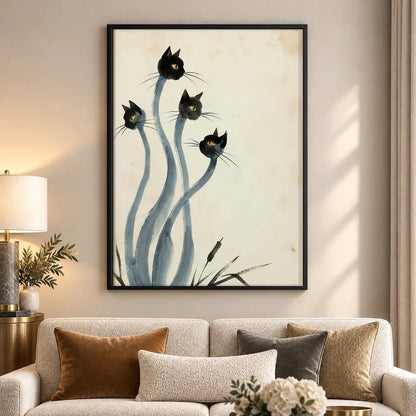 Black Flower Stem Abstract Wall Art 5