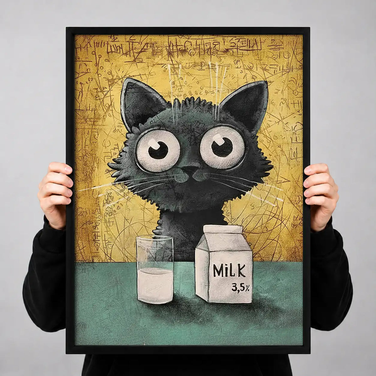 Black Kitten with Milk Bottle Wall Art 3