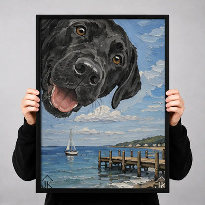 Black Labrador Seaside Portrait Wall Art 3