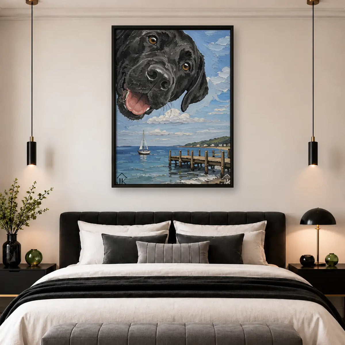 Black Labrador Seaside Portrait Wall Art 4