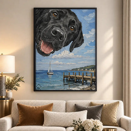 Black Labrador Seaside Portrait Wall Art 5