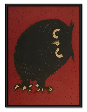 Black Owl on Deep Red Wall Art