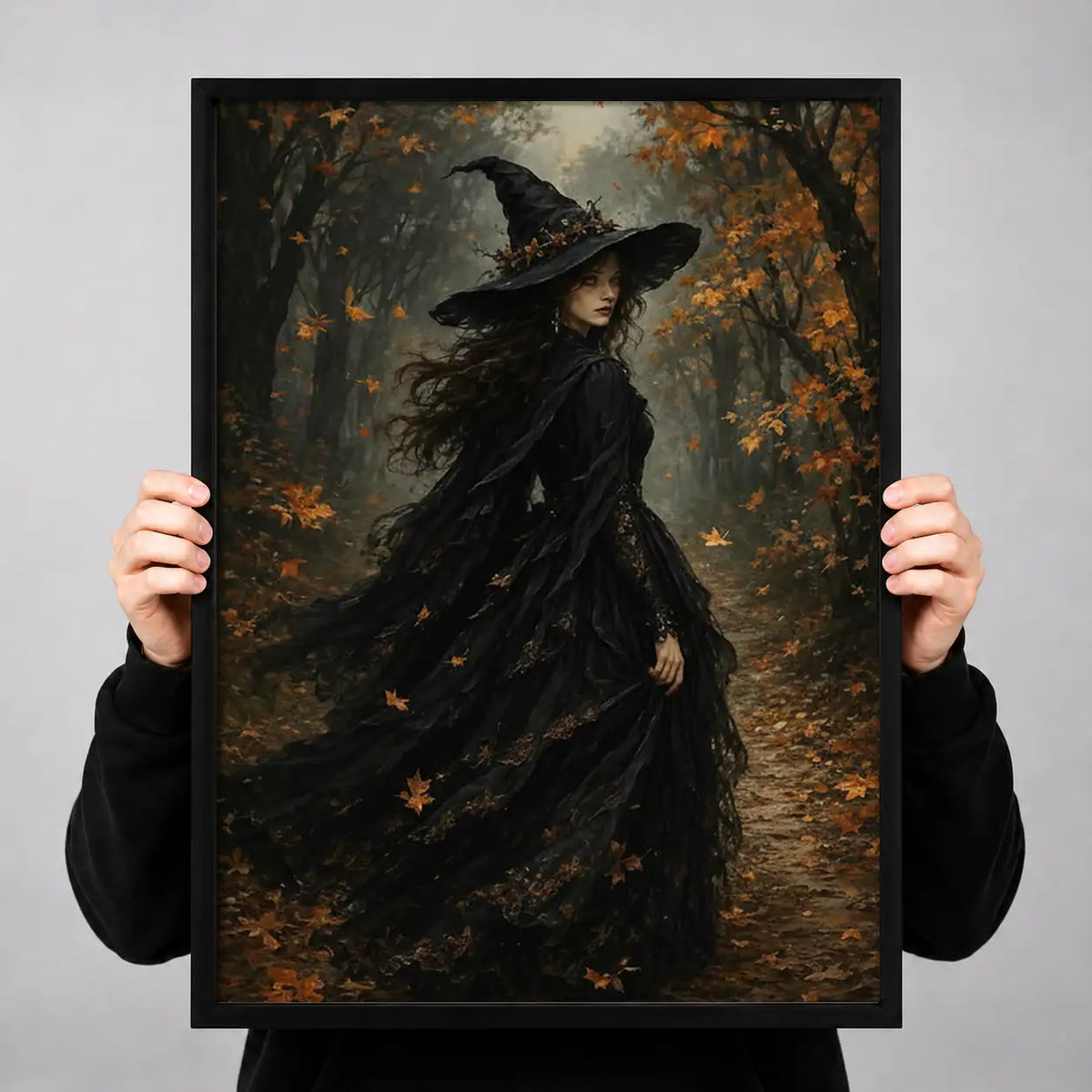 Black Raven in Autumn Forest Wall Art 3
