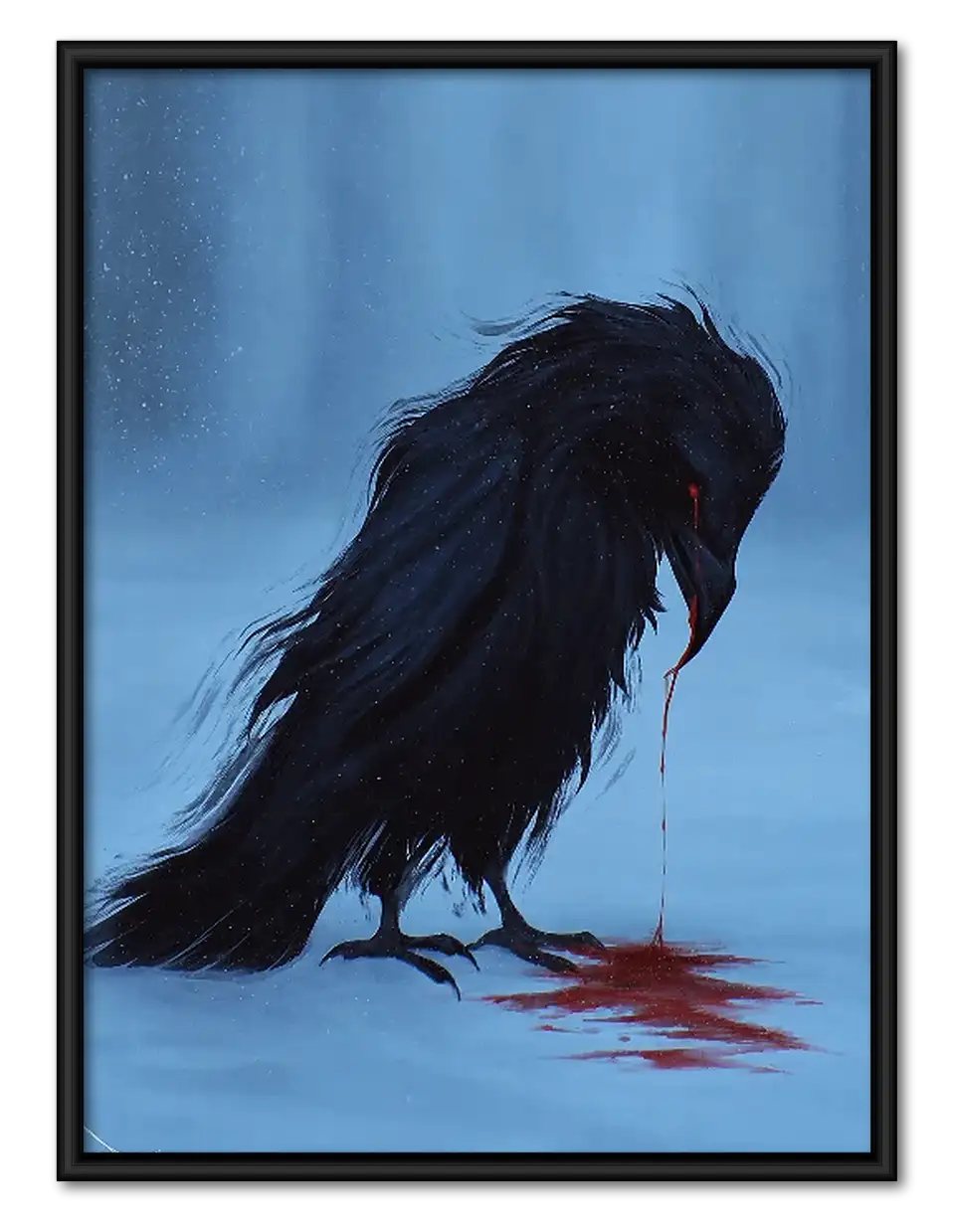 Black Raven with Red Shadow Wall Art 1