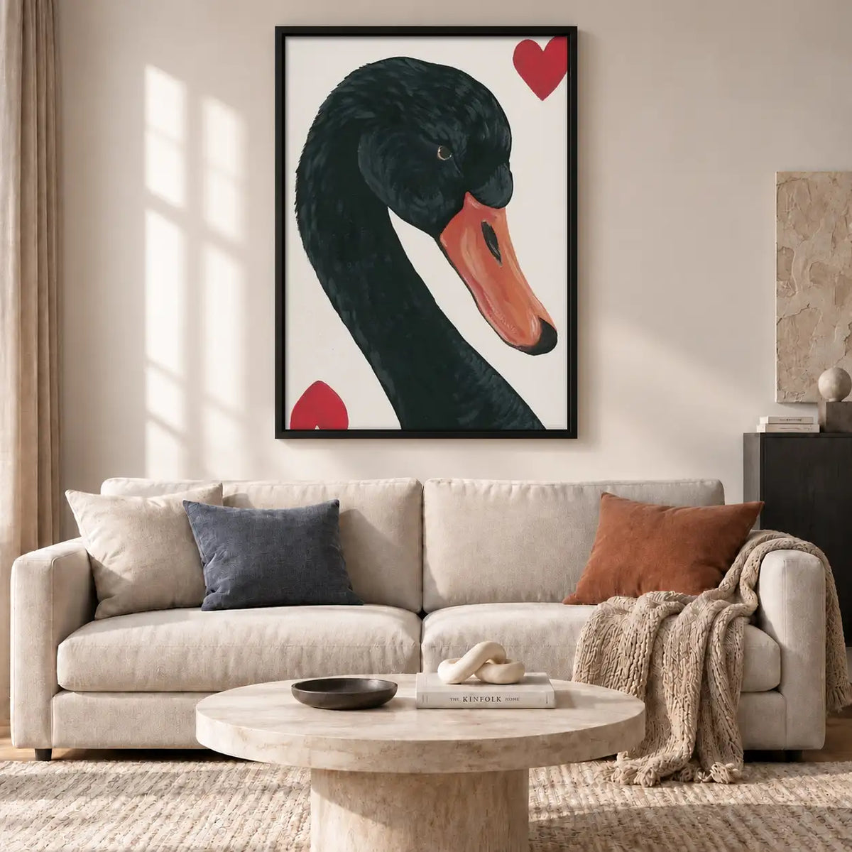 Black Swan with Red Heart Wall Art 2