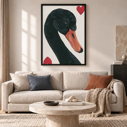 Black Swan with Red Heart Wall Art 2