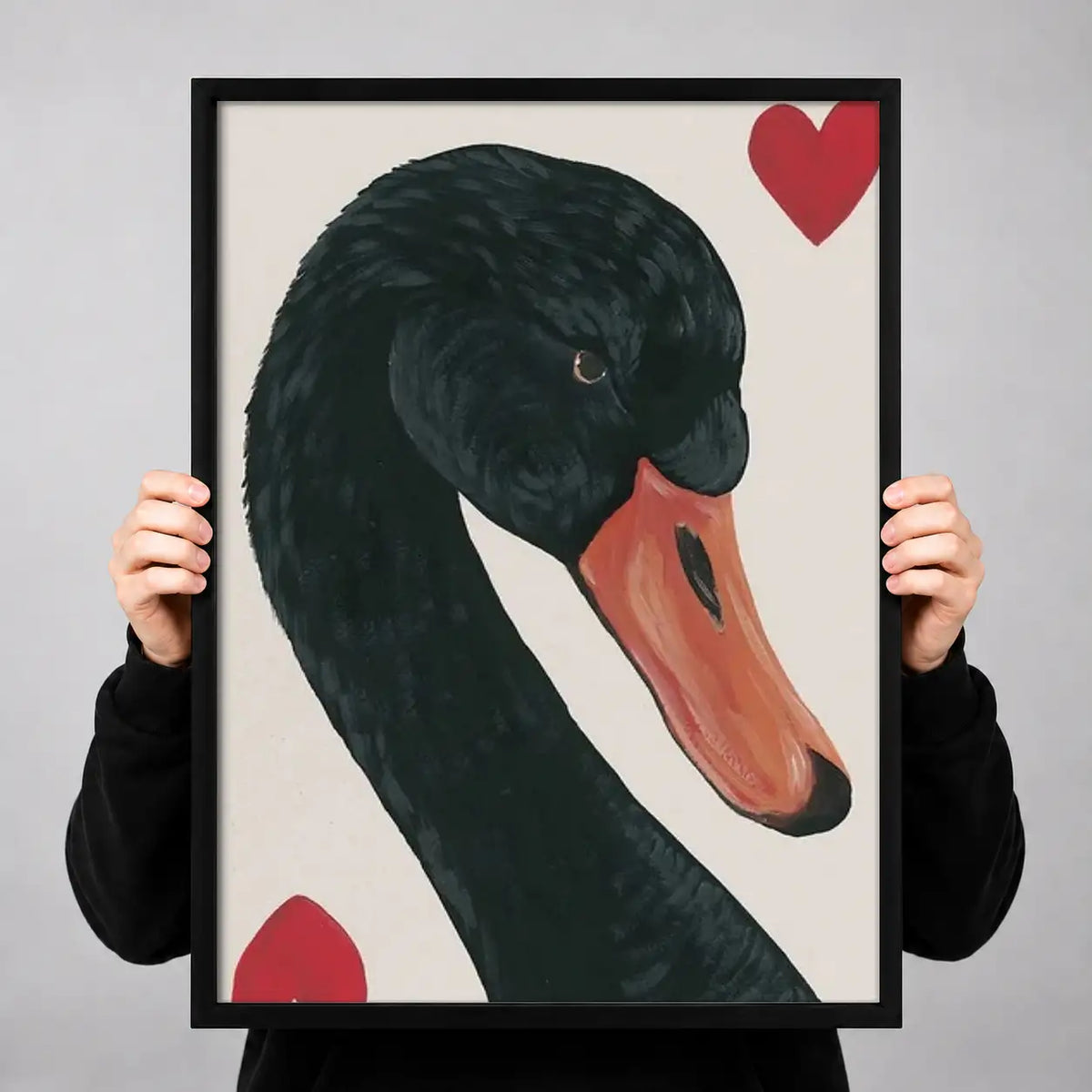 Black Swan with Red Heart Wall Art 3