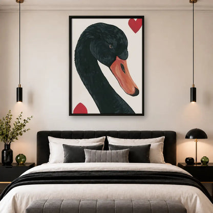 Black Swan with Red Heart Wall Art 4