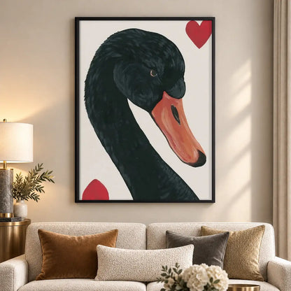 Black Swan with Red Heart Wall Art 5