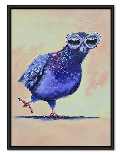 Blue Bird Wearing Sunglasses Wall Art