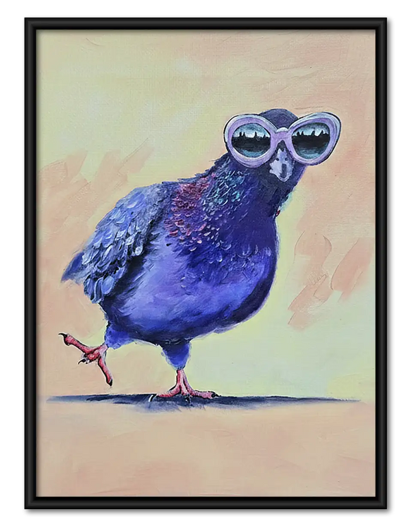 Blue Bird Wearing Sunglasses Wall Art