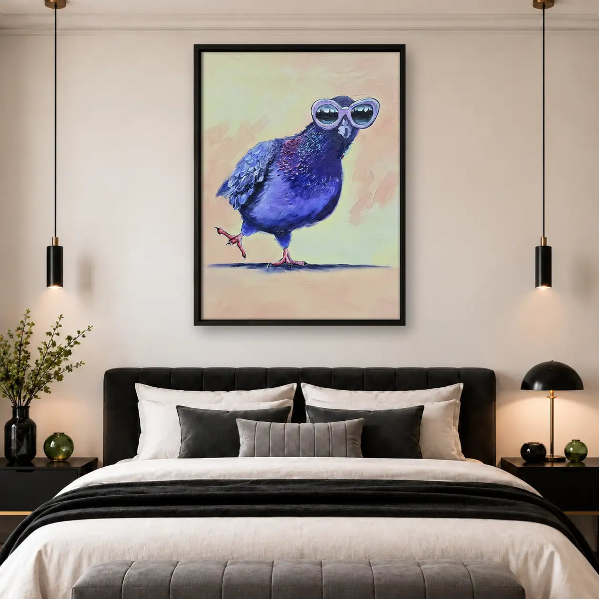 Blue Bird Wearing Sunglasses Wall Art 4