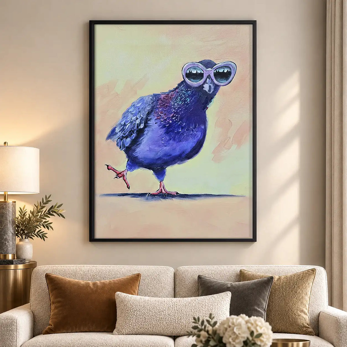 Blue Bird Wearing Sunglasses Wall Art 5