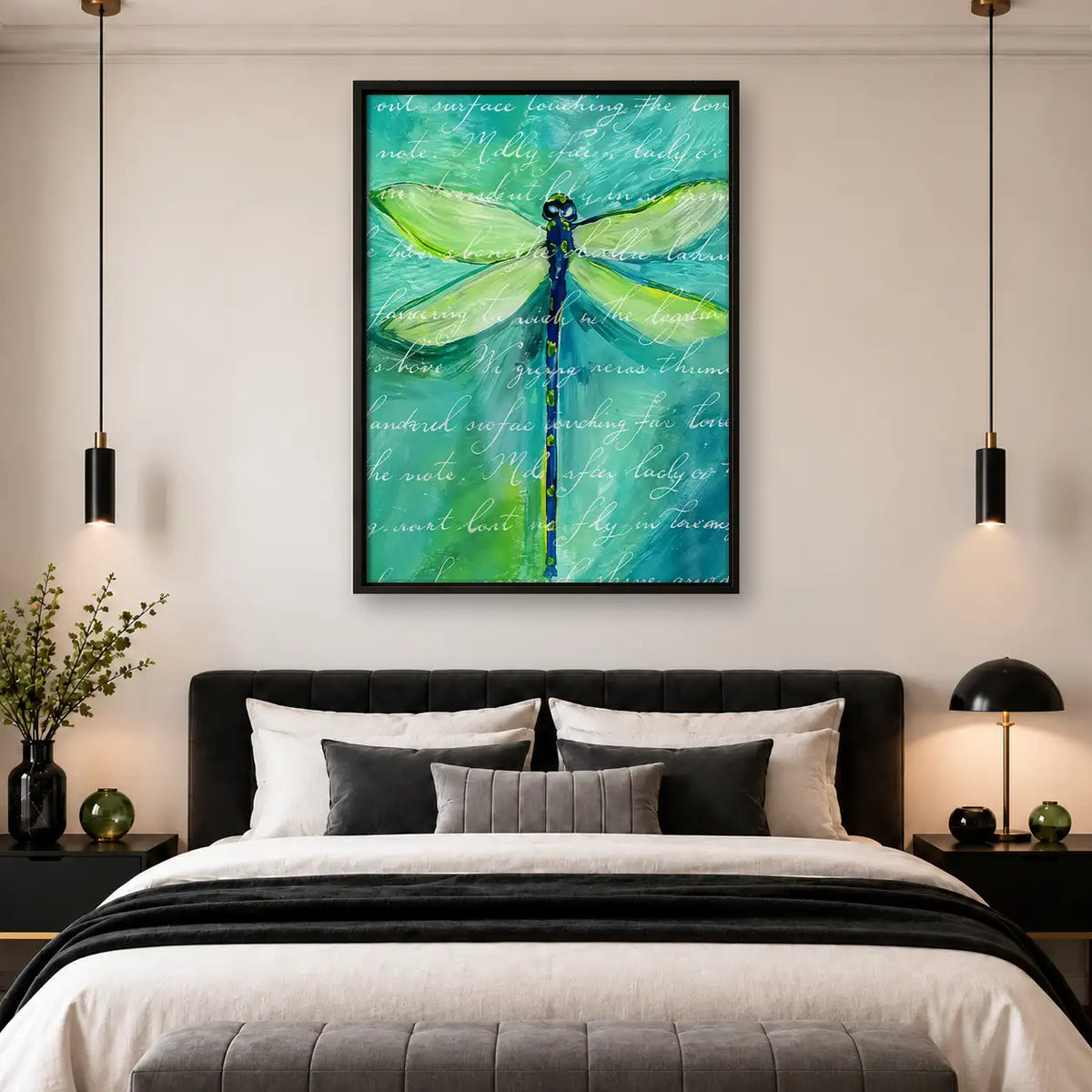 Blue Dragonfly Botanical Wall Art 4