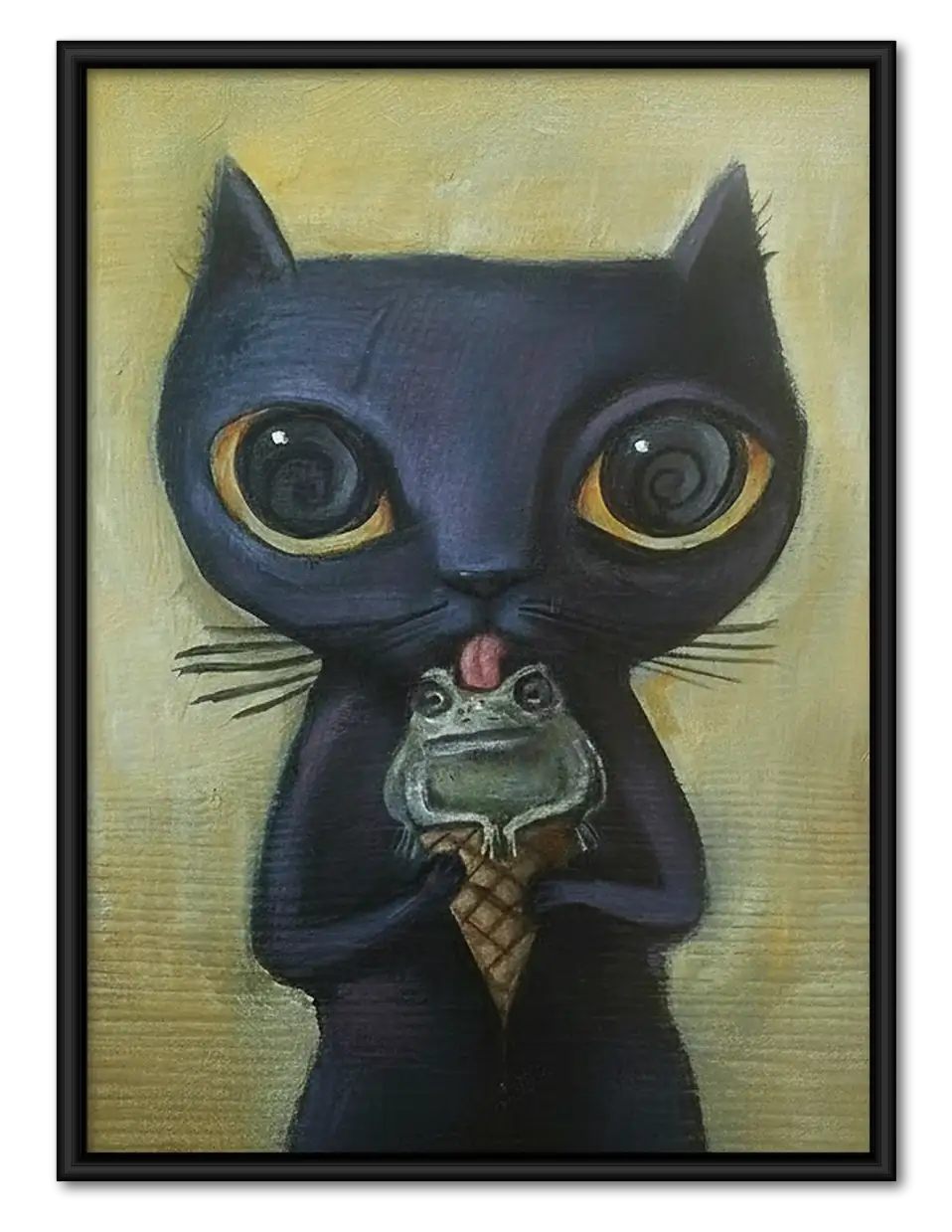 Blue-Eyed Cat Holding Drink Wall Art 1