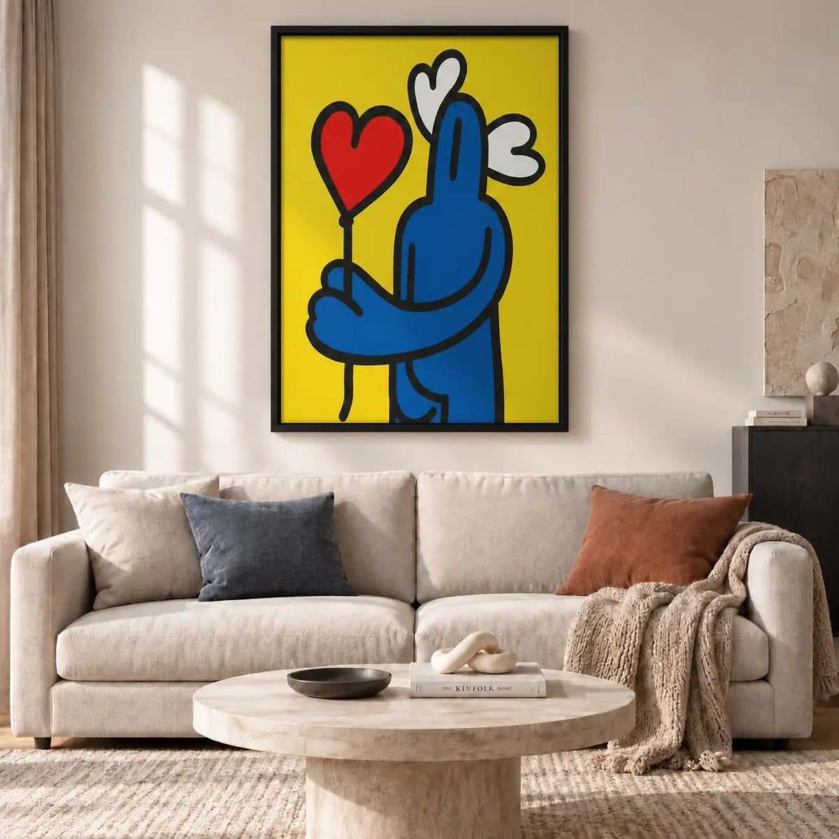 Blue Figure Holding Heart Wall Art 2