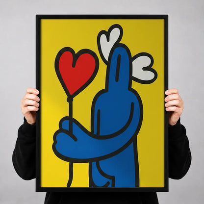 Blue Figure Holding Heart Wall Art 3