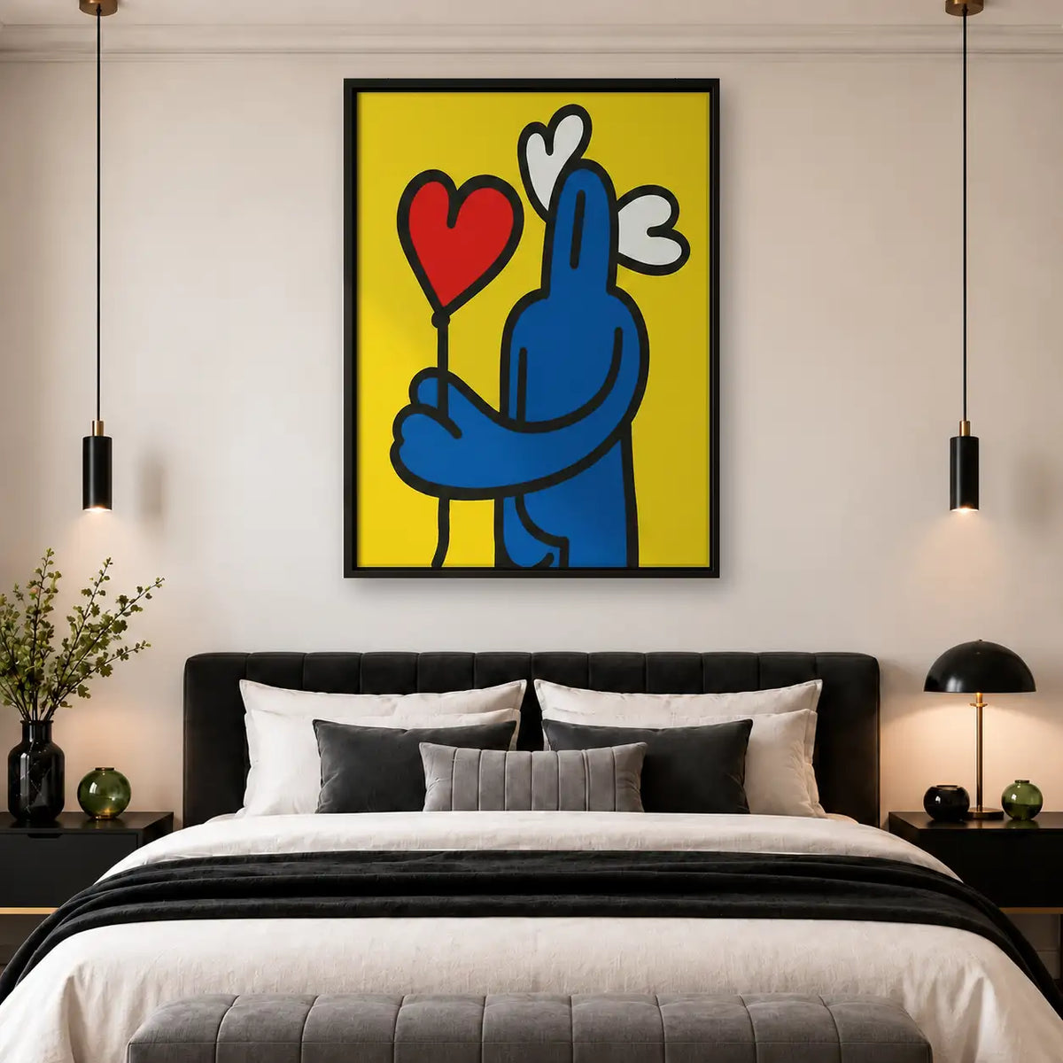 Blue Figure Holding Heart Wall Art 4