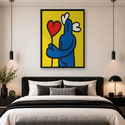 Blue Figure Holding Heart Wall Art 4