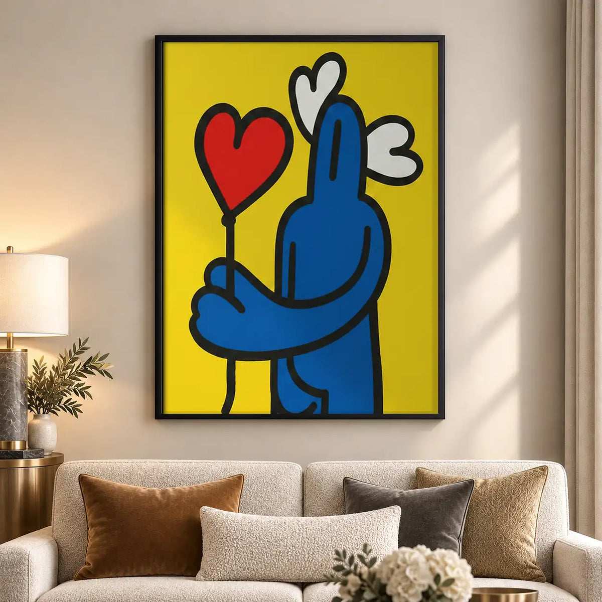 Blue Figure Holding Heart Wall Art 5
