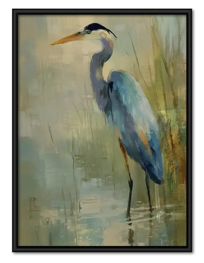 Blue Heron Painterly Portrait Wall Art