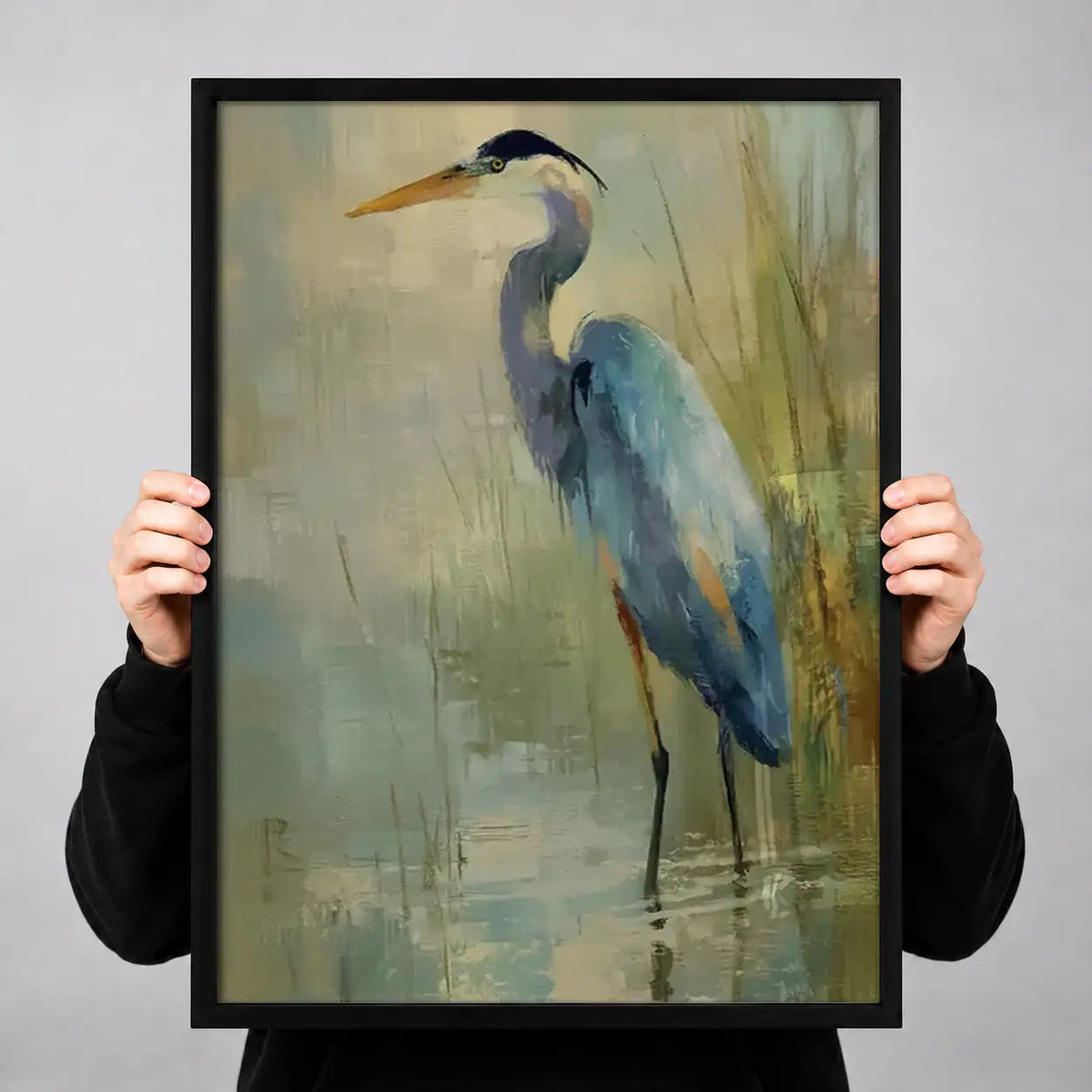 Blue Heron Painterly Portrait Wall Art 3