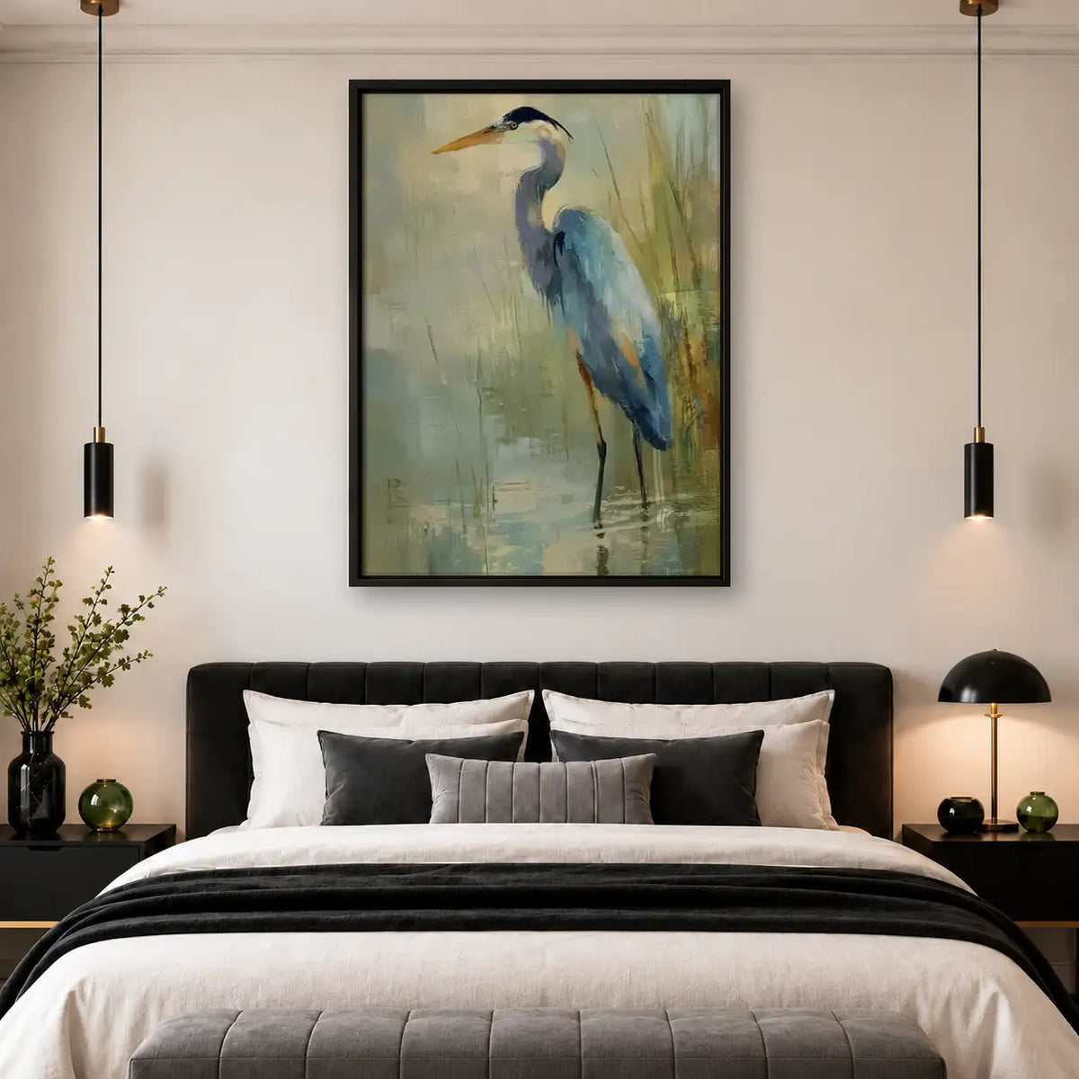 Blue Heron Painterly Portrait Wall Art 4