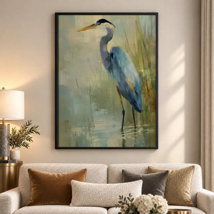 Blue Heron Painterly Portrait Wall Art 5