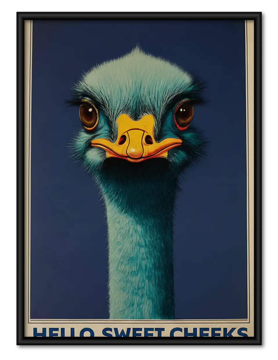 Blue Ostrich Portrait Wall Art 1